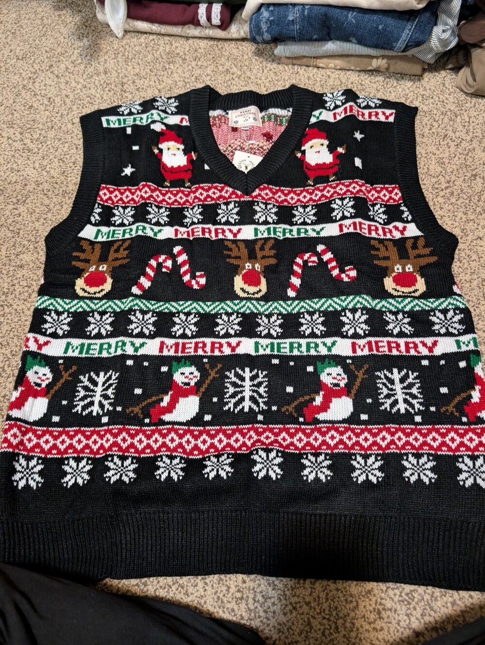 Amazon Black Holiday Christmas Sweater Vest with Multicolor Fair Isle